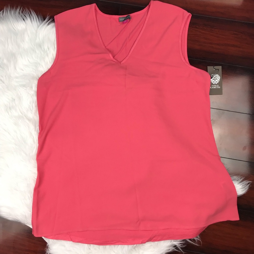 Vince Camuto Sleeveless V Neck Top Relaxed Pink